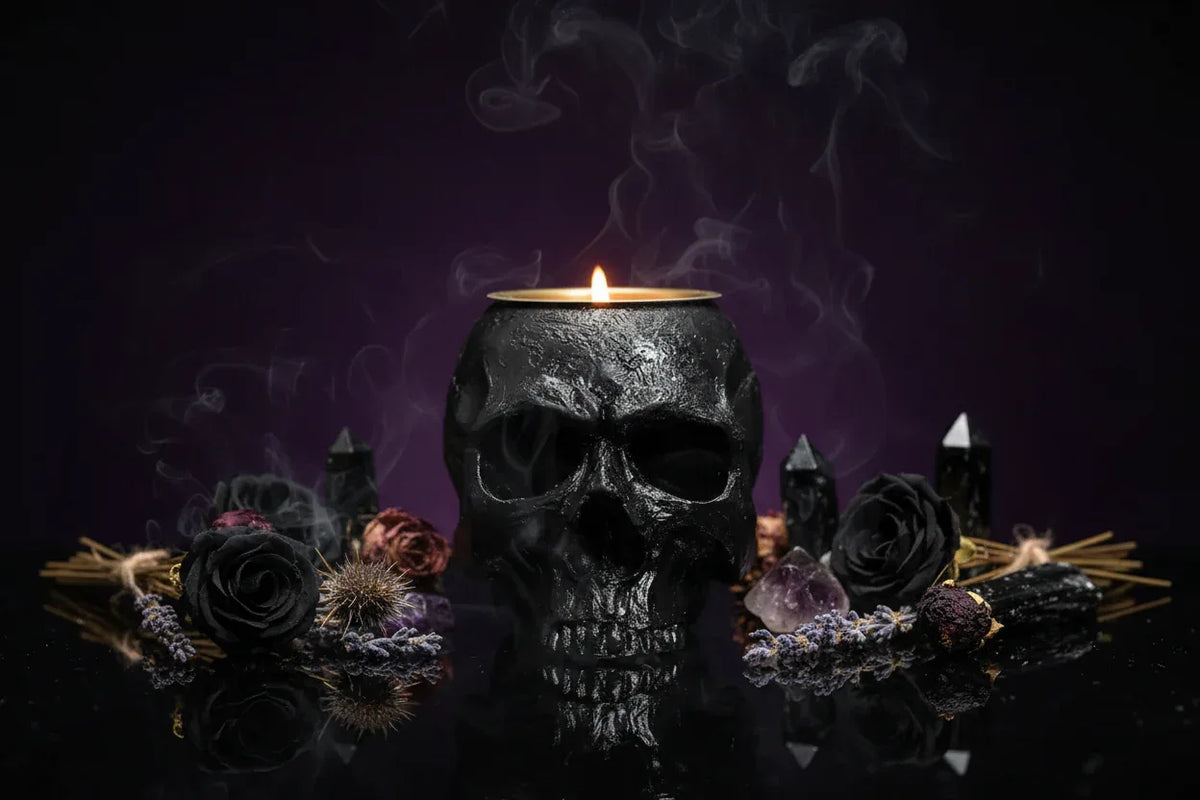 Skull Tears Candle Holder - Sorceress Sanctuary White-Black