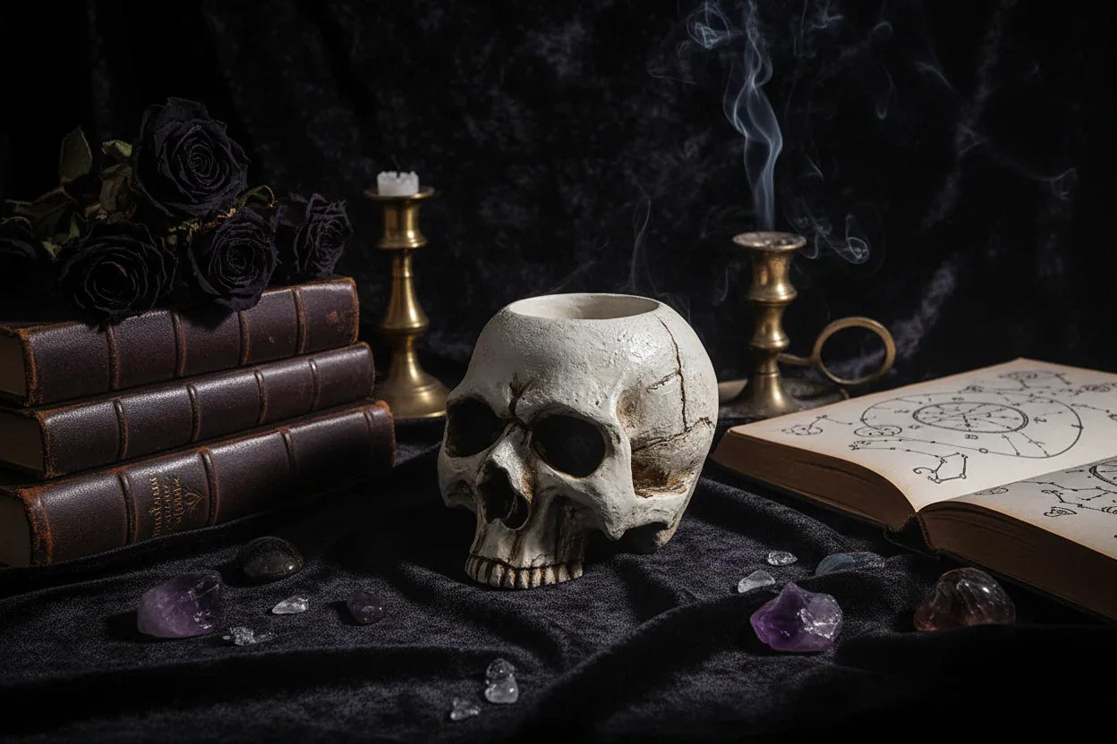 Skull Tears Candle Holder - Sorceress Sanctuary White-Black