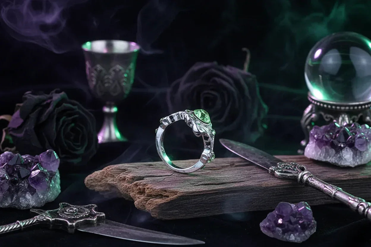 Slytherin Gem Ring - Sorceress Sanctuary White / 6-White / 7-White / 8-White / 9-White / 10