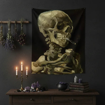 Smoking Skeleton Tapestry - Sorceress Sanctuary 150x100-150x130cm-150x230cm-150x100cm thick-150x130cm thick