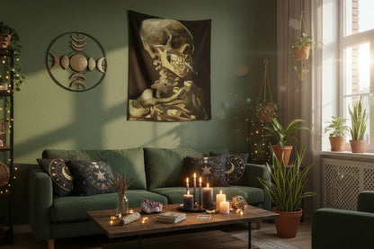 Smoking Skeleton Tapestry - Sorceress Sanctuary 150x100-150x130cm-150x230cm-150x100cm thick-150x130cm thick