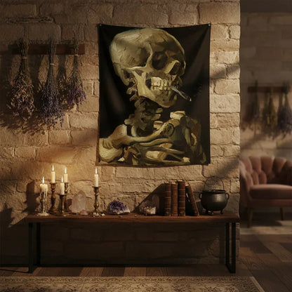 Smoking Skeleton Tapestry - Sorceress Sanctuary 150x100-150x130cm-150x230cm-150x100cm thick-150x130cm thick
