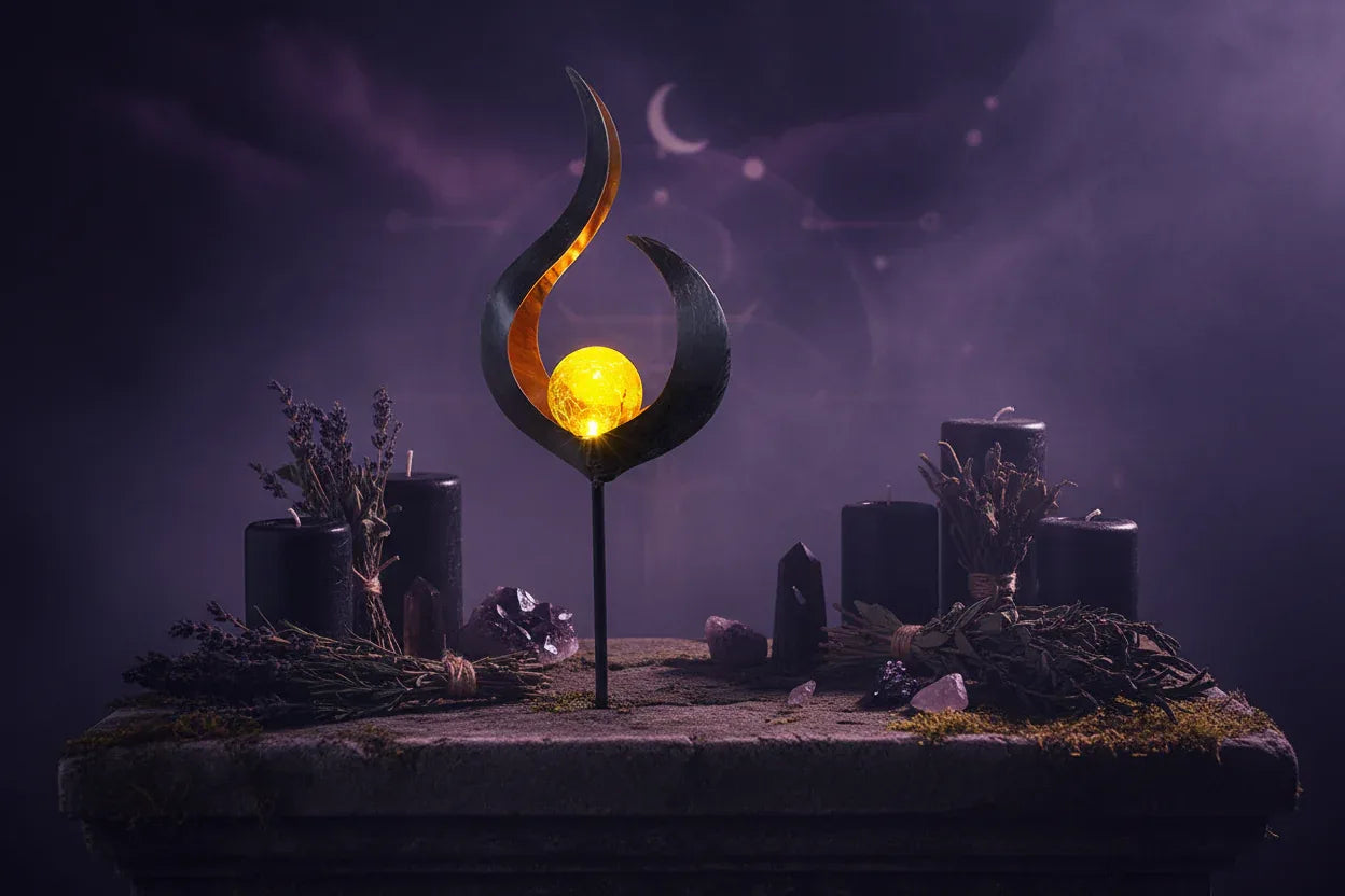 Solar Celestial Light - Sorceress Sanctuary White-Cutout-Flame lamp