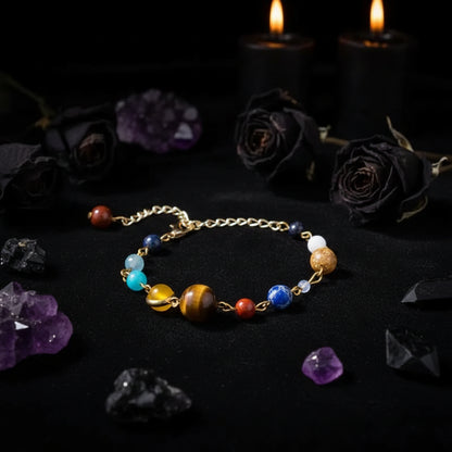 Women's Cosmic Galaxy Solar System Bracelet with Eight Planets Sorceress Sanctuary