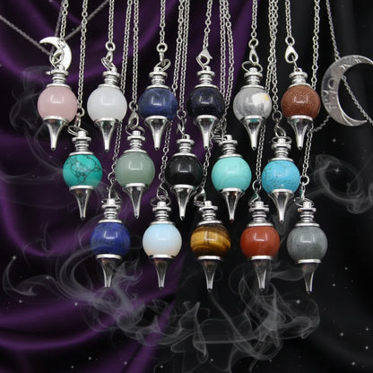 Sphere Pendulum - Sorceress Sanctuary egg white-pink-dark green-tiger eye-green