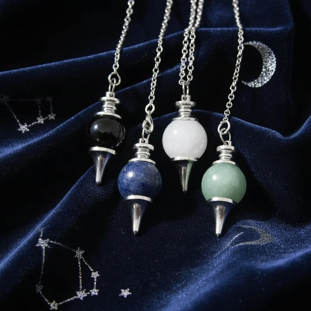 Sphere Pendulum - Sorceress Sanctuary egg white-pink-dark green-tiger eye-green