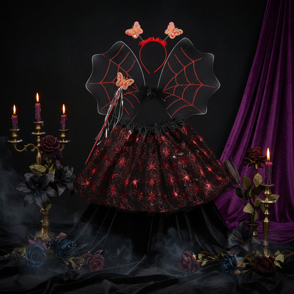 Halloween Red Spider Tutu Skirt with Wings Set for Girls Sorceress Sanctuary