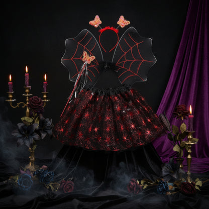 Halloween Red Spider Tutu Skirt with Wings Set for Girls Sorceress Sanctuary