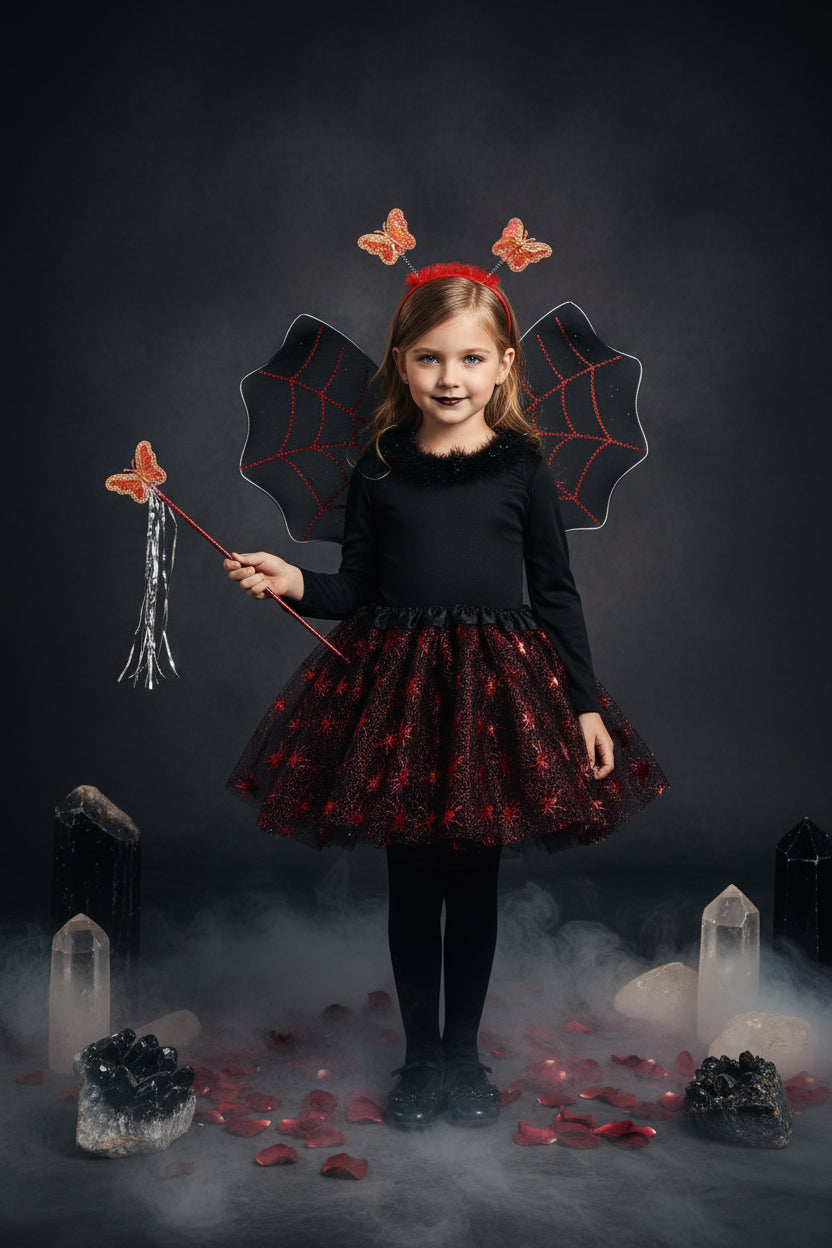 Halloween Red Spider Tutu Skirt with Wings Set for Girls Sorceress Sanctuary