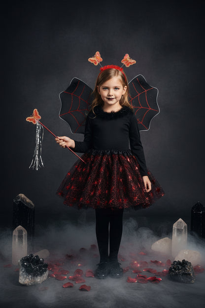 Halloween Red Spider Tutu Skirt with Wings Set for Girls Sorceress Sanctuary