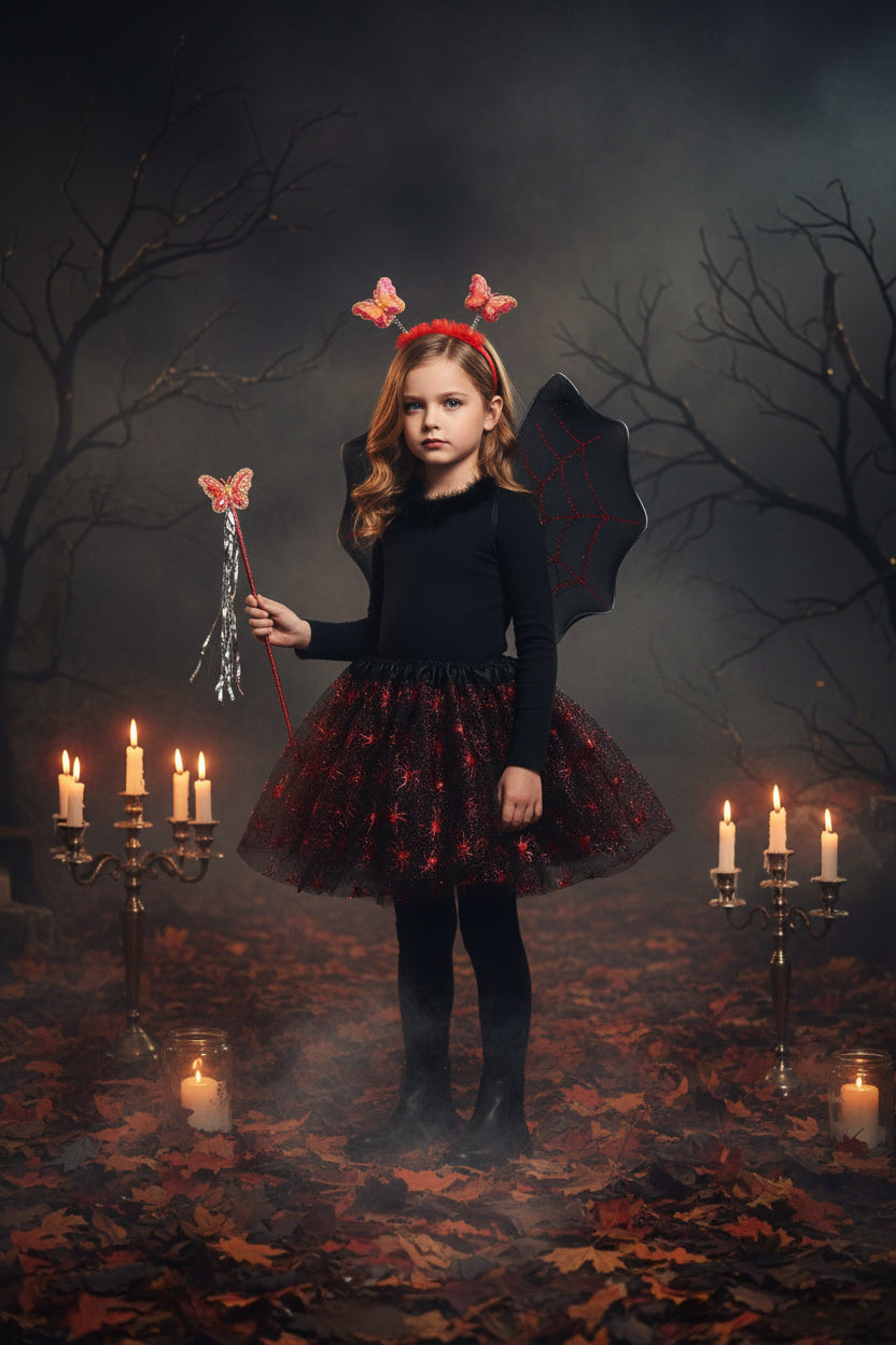 Halloween Red Spider Tutu Skirt with Wings Set for Girls Sorceress Sanctuary
