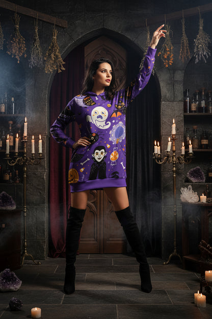 Spooky Dress - Sorceress Sanctuary Green Cat On Pumpkin / XS-Green Cat On Pumpkin / S-Green Cat On Pumpkin / M-Green Cat On Pumpkin / L-Green Cat On Pumpkin / XL