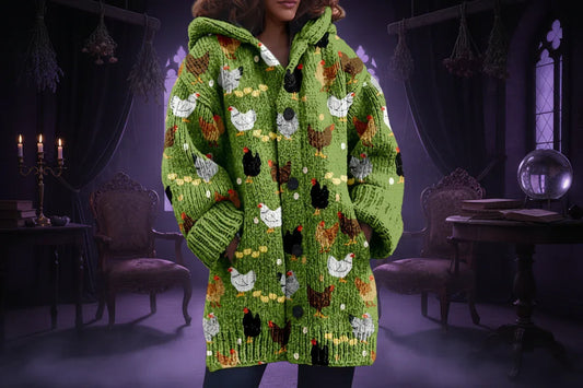 Spooky Knitted Coat - Sorceress Sanctuary White Floral & Insects / S-White Floral & Insects / M-White Floral & Insects / L-White Floral & Insects / XL-White Floral & Insects / 2XL