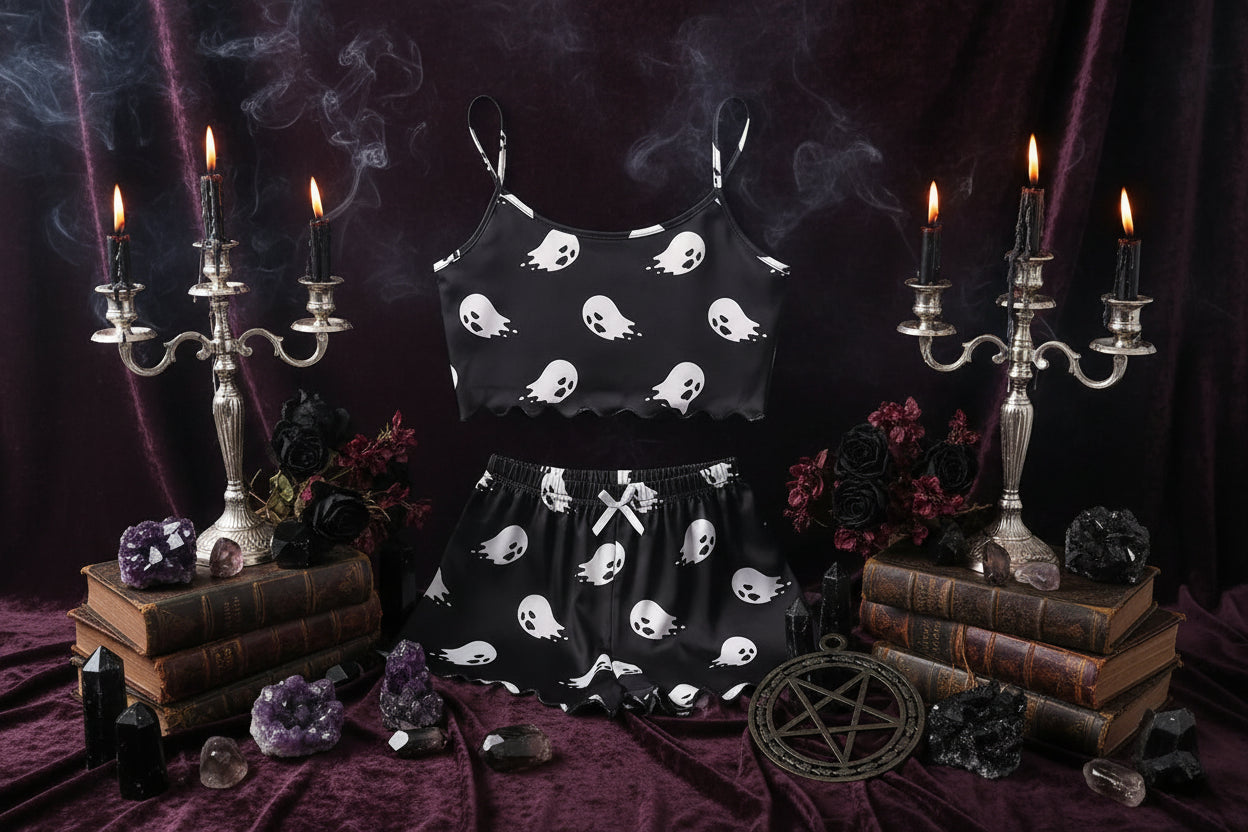 Spooky Pajama Set - Sorceress Sanctuary Halloween! / M-Purple Skeleton Hands / XL-Black Skeleton Hands / S-Black Skeleton Hands / M-Black Skeleton Hands / L
