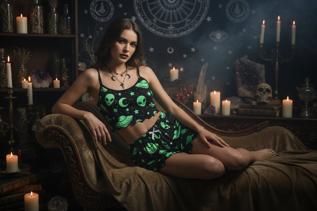 Spooky Pajama Set - Sorceress Sanctuary Halloween! / M-Purple Skeleton Hands / XL-Black Skeleton Hands / S-Black Skeleton Hands / M-Black Skeleton Hands / L