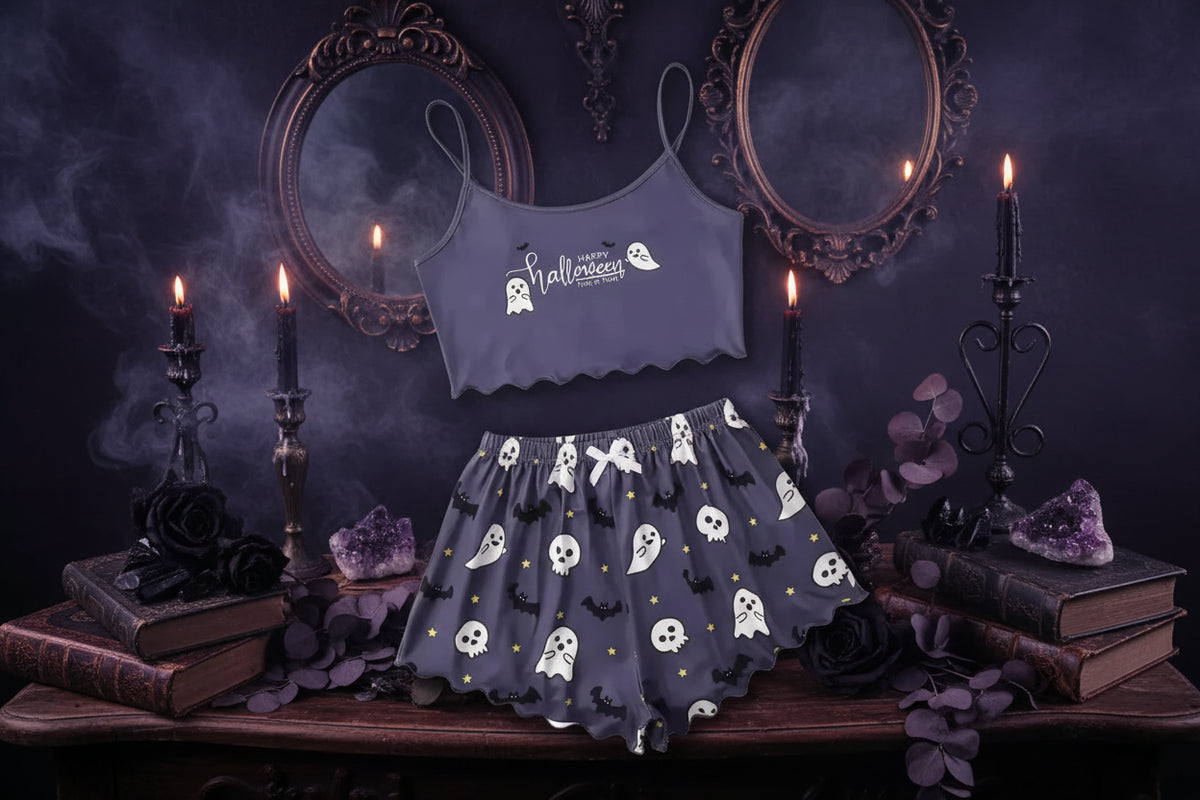Spooky Pajama Set - Sorceress Sanctuary Halloween! / M-Purple Skeleton Hands / XL-Black Skeleton Hands / S-Black Skeleton Hands / M-Black Skeleton Hands / L