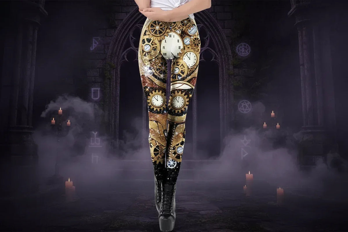 Spooky Print Leggings - Sorceress Sanctuary Rose Skeleton / S-Rose Skeleton / M-Rose Skeleton / L-Rose Skeleton / XL-Yellow Spooky Forest / S