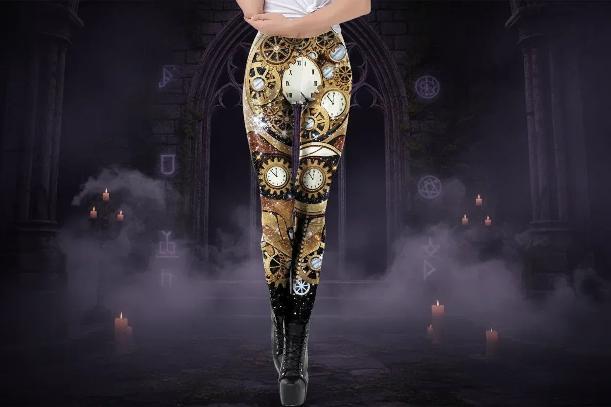 Spooky Print Leggings - Sorceress Sanctuary Rose Skeleton / S-Rose Skeleton / M-Rose Skeleton / L-Rose Skeleton / XL-Yellow Spooky Forest / S