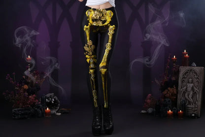 Spooky Print Leggings - Sorceress Sanctuary Rose Skeleton / S-Rose Skeleton / M-Rose Skeleton / L-Rose Skeleton / XL-Yellow Spooky Forest / S