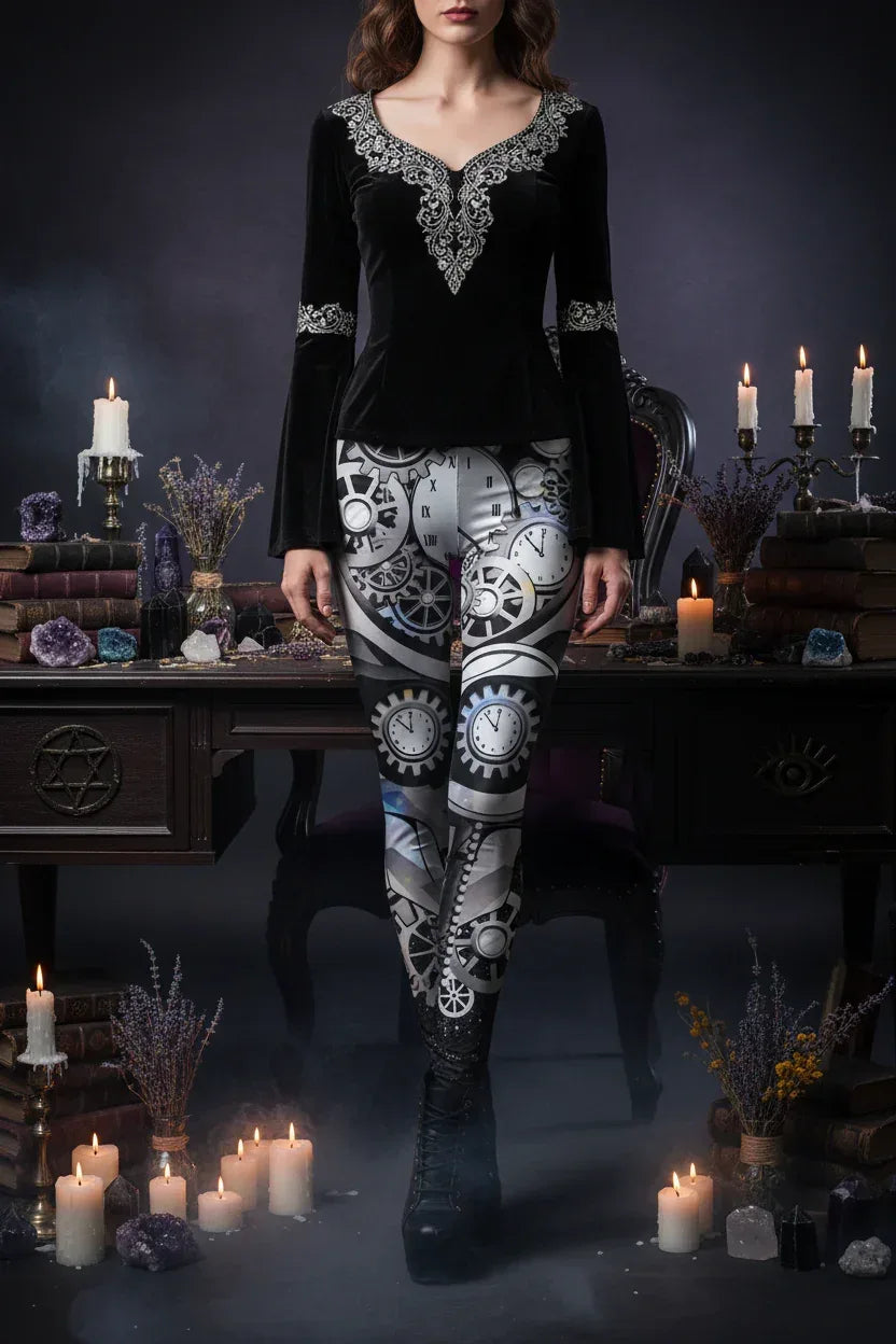 Spooky Print Leggings - Sorceress Sanctuary Rose Skeleton / S-Rose Skeleton / M-Rose Skeleton / L-Rose Skeleton / XL-Yellow Spooky Forest / S