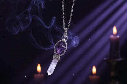 Star Energy Pendulum - Sorceress Sanctuary White-Red-Pink-Black Onyx-Purple