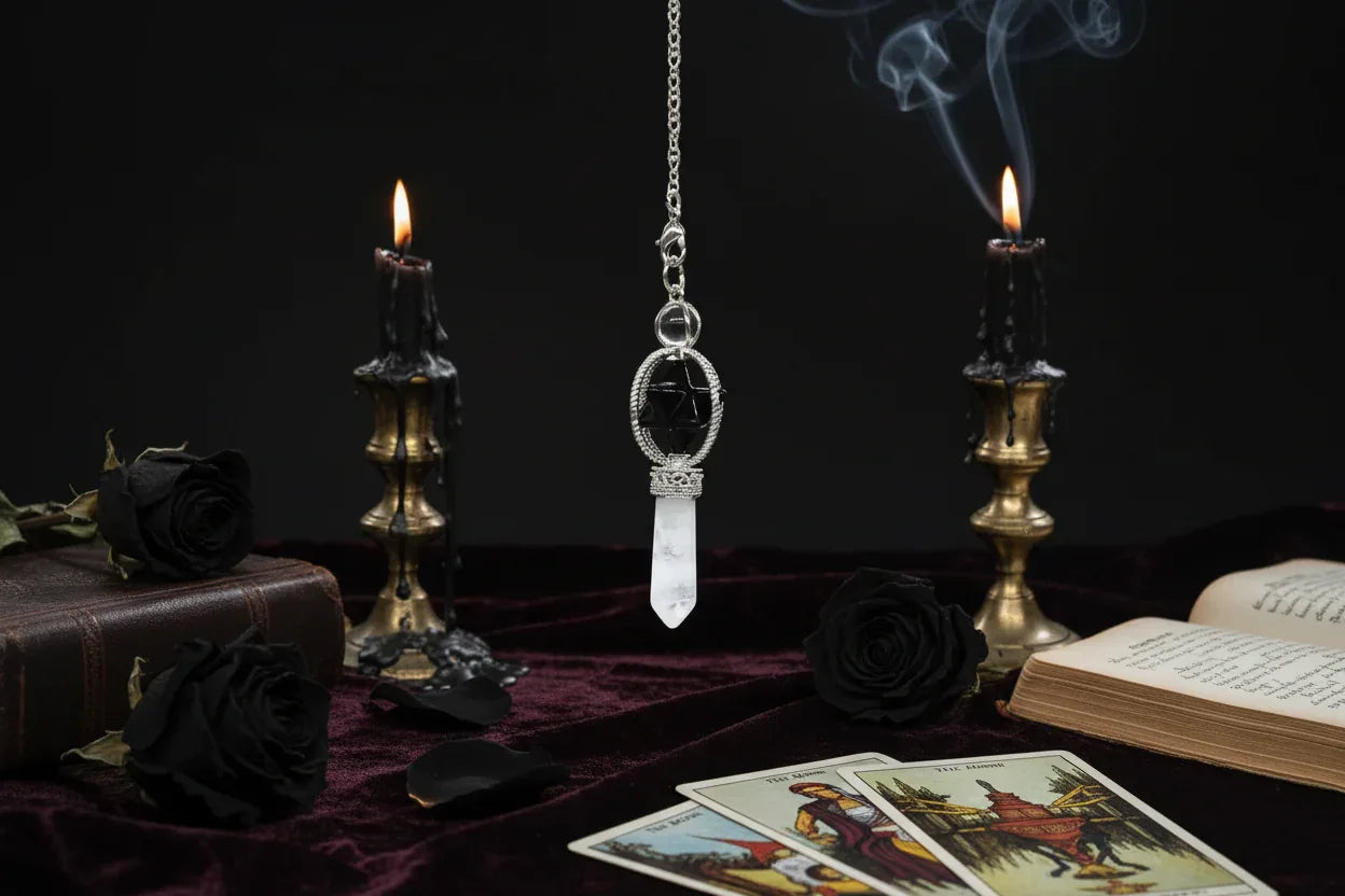 Star Energy Pendulum - Sorceress Sanctuary White-Red-Pink-Black Onyx-Purple