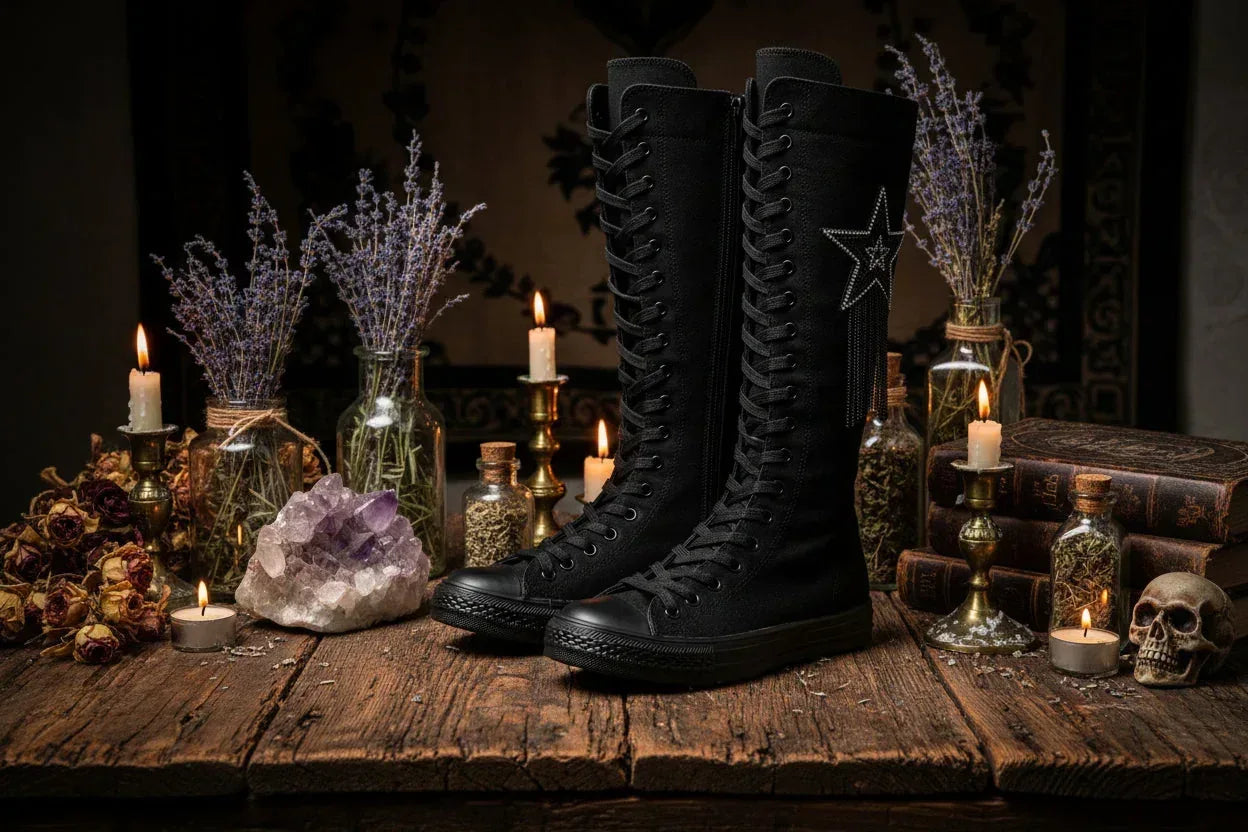 Star Gothic Boots - Sorceress Sanctuary White / 37-White / 38-White / 39-White / 40-White / 41