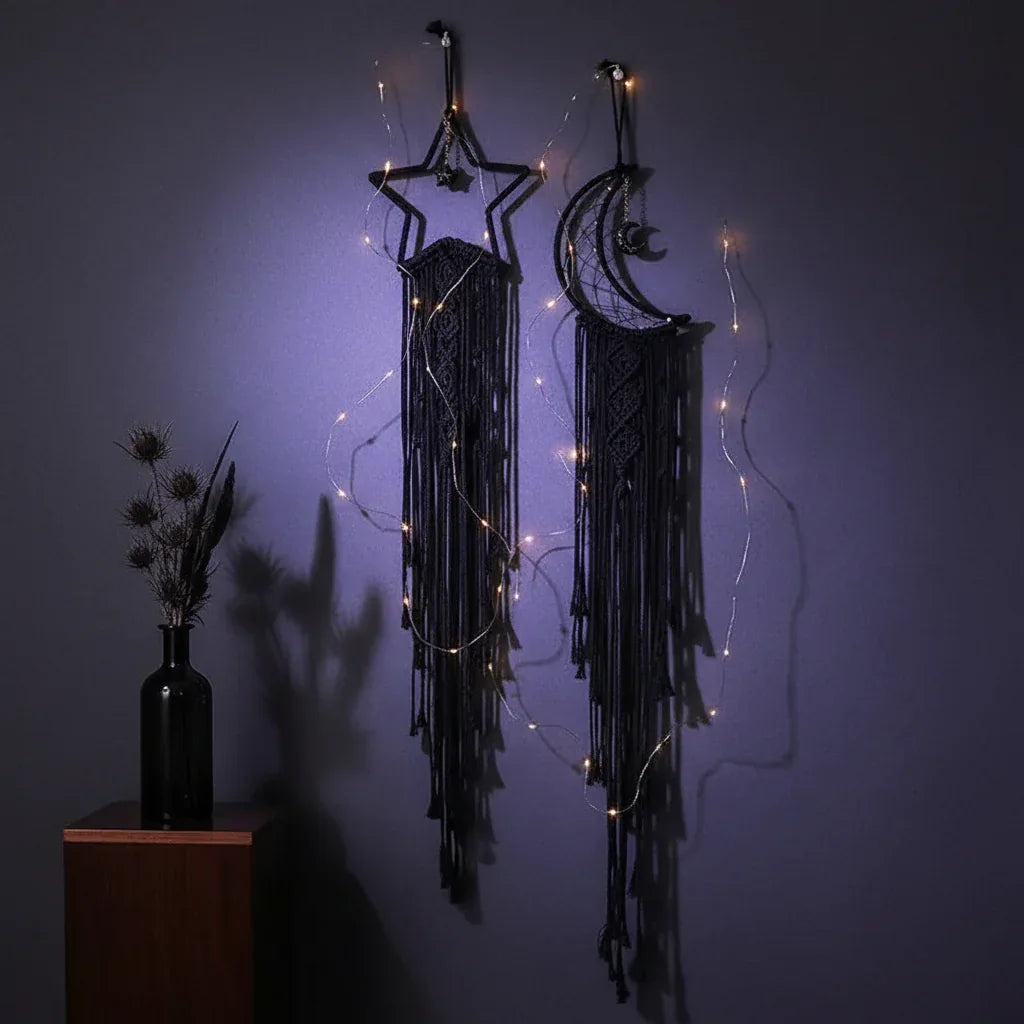 Star & Moon Dream Catcher - Sorceress Sanctuary Black star-Black moon