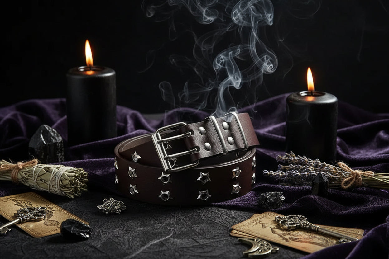 Star Studded Belt - Sorceress Sanctuary Dark Brown / 110cm-Black / 110cm-White / 110cm-Camel / 110cm
