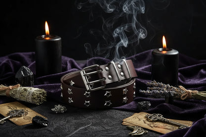 Star Studded Belt - Sorceress Sanctuary Dark Brown / 110cm-Black / 110cm-White / 110cm-Camel / 110cm