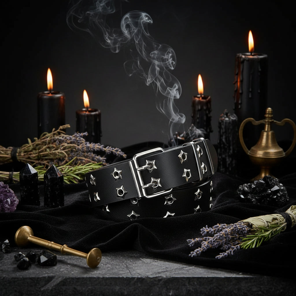 Star Studded Belt - Sorceress Sanctuary Dark Brown / 110cm-Black / 110cm-White / 110cm-Camel / 110cm