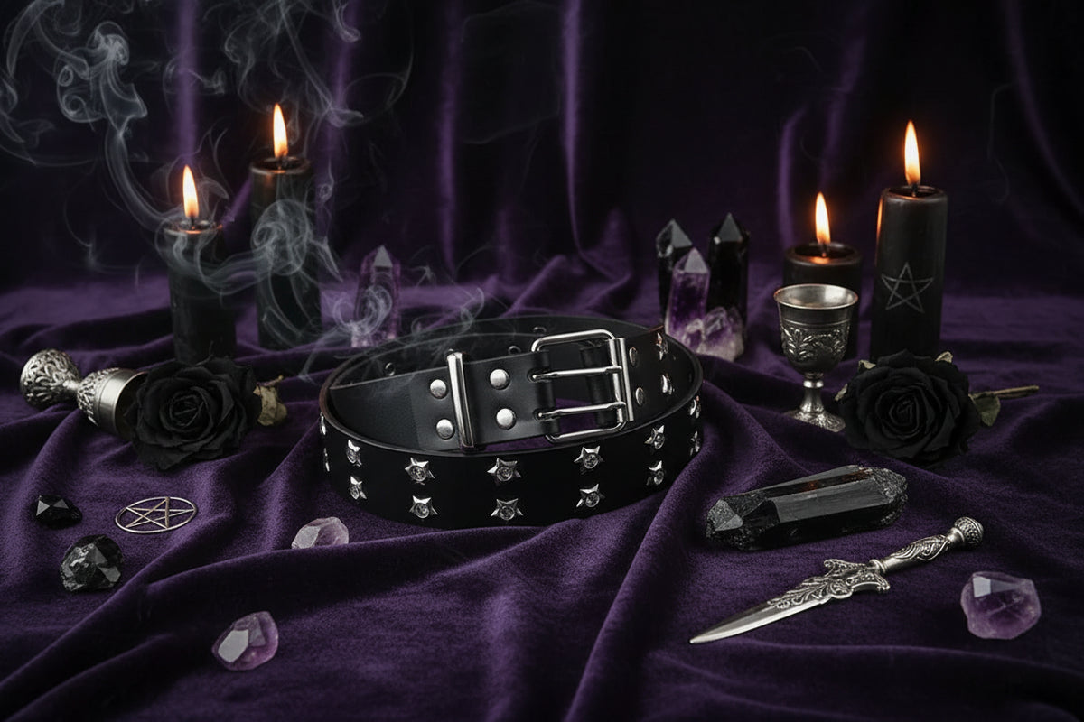Star Studded Belt - Sorceress Sanctuary Dark Brown / 110cm-Black / 110cm-White / 110cm-Camel / 110cm