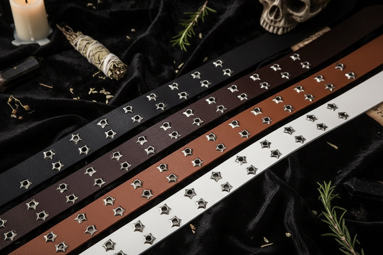 Star Studded Belt - Sorceress Sanctuary Dark Brown / 110cm-Black / 110cm-White / 110cm-Camel / 110cm