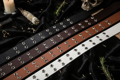Star Studded Belt - Sorceress Sanctuary Dark Brown / 110cm-Black / 110cm-White / 110cm-Camel / 110cm