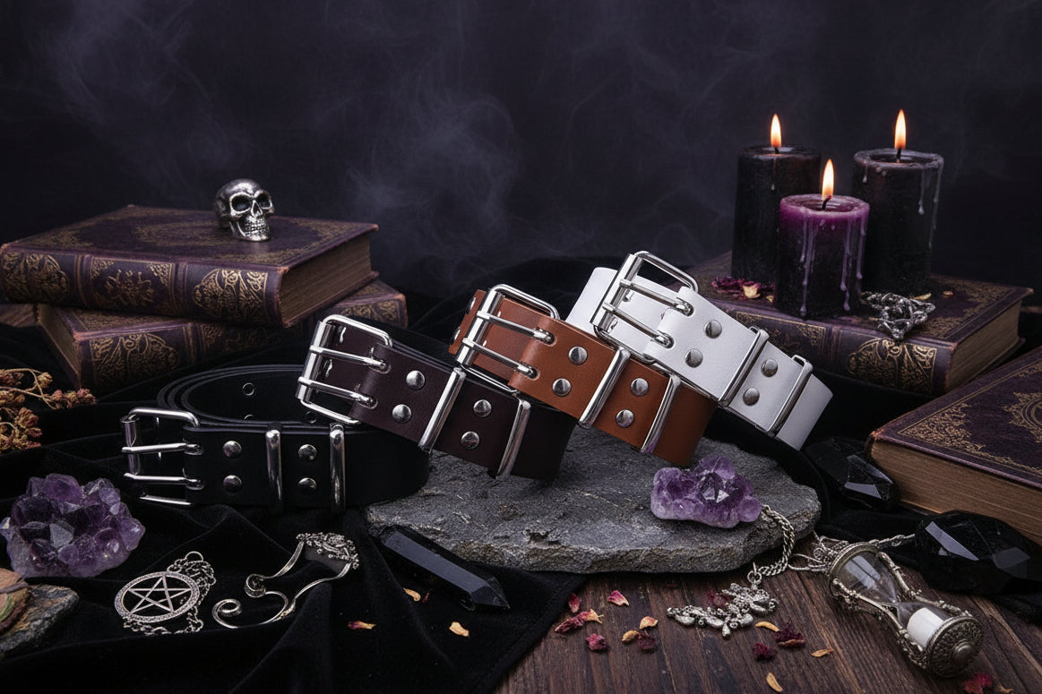 Star Studded Belt - Sorceress Sanctuary Dark Brown / 110cm-Black / 110cm-White / 110cm-Camel / 110cm