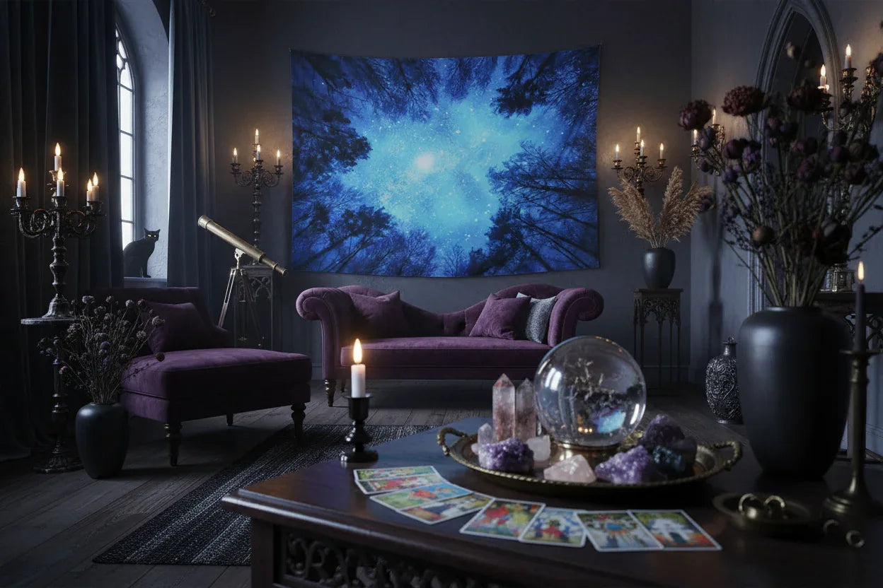Starry Forest Tapestry - Sorceress Sanctuary Blue / 150x100cm-Blue / 150x130cm-Blue / 150x230cm