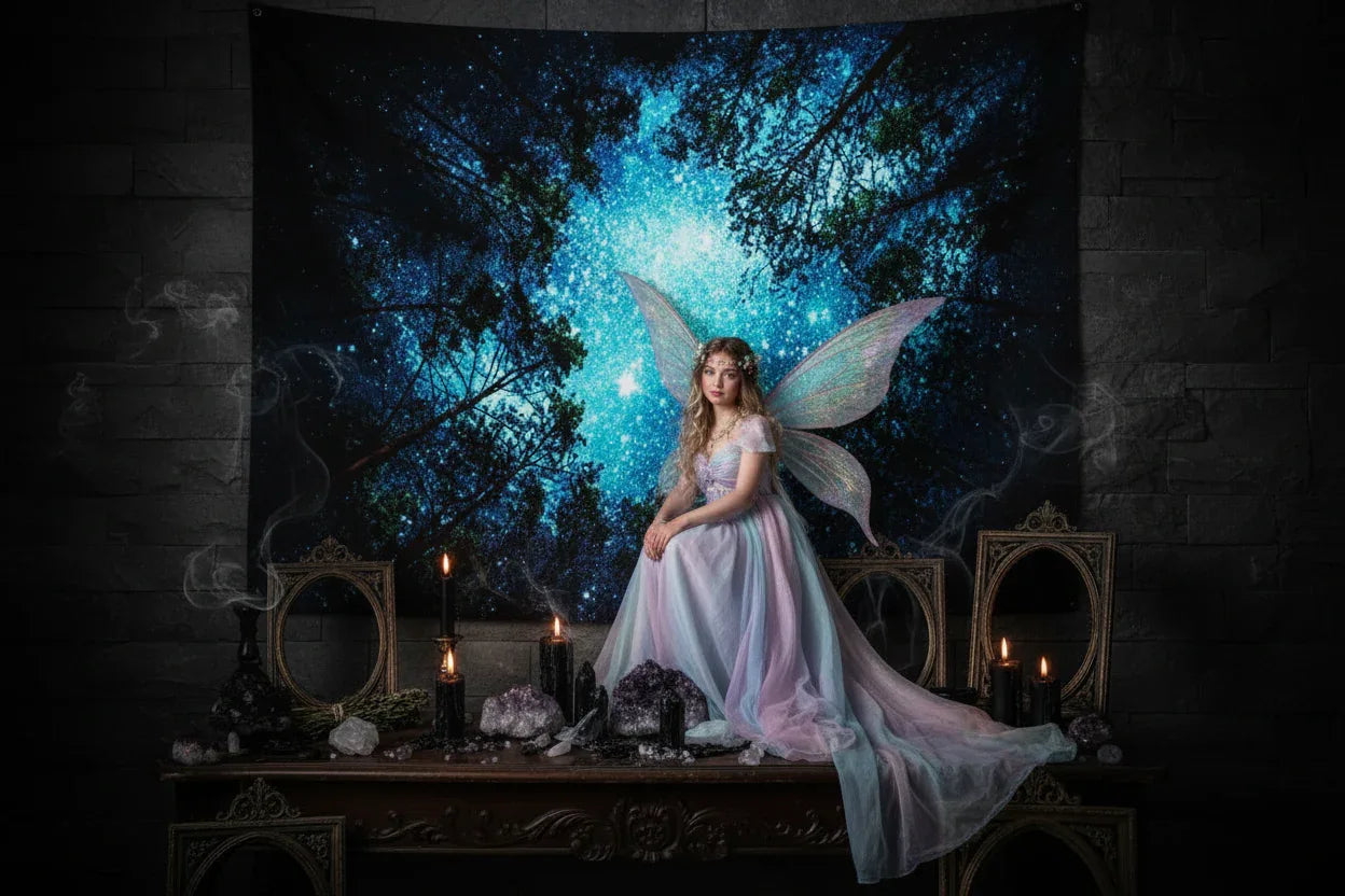 Starry Forest Tapestry - Sorceress Sanctuary Blue / 150x100cm-Blue / 150x130cm-Blue / 150x230cm