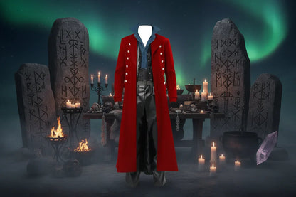 Steampunk Wiccan Coat - Sorceress Sanctuary Red / S-Red / M-Red / L-Red / XL-Red / 2XL