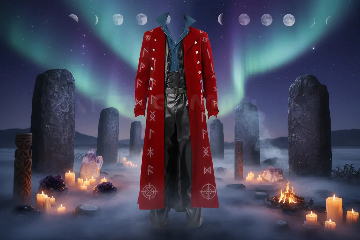 Steampunk Wiccan Coat - Sorceress Sanctuary Red / S-Red / M-Red / L-Red / XL-Red / 2XL