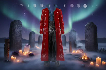 Steampunk Wiccan Coat - Sorceress Sanctuary Red / S-Red / M-Red / L-Red / XL-Red / 2XL