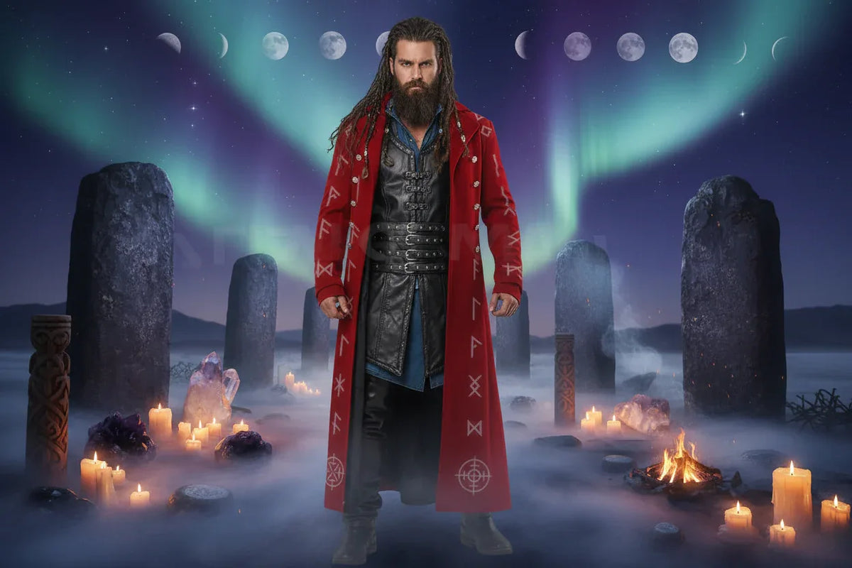 Steampunk Wiccan Coat - Sorceress Sanctuary Red / S-Red / M-Red / L-Red / XL-Red / 2XL