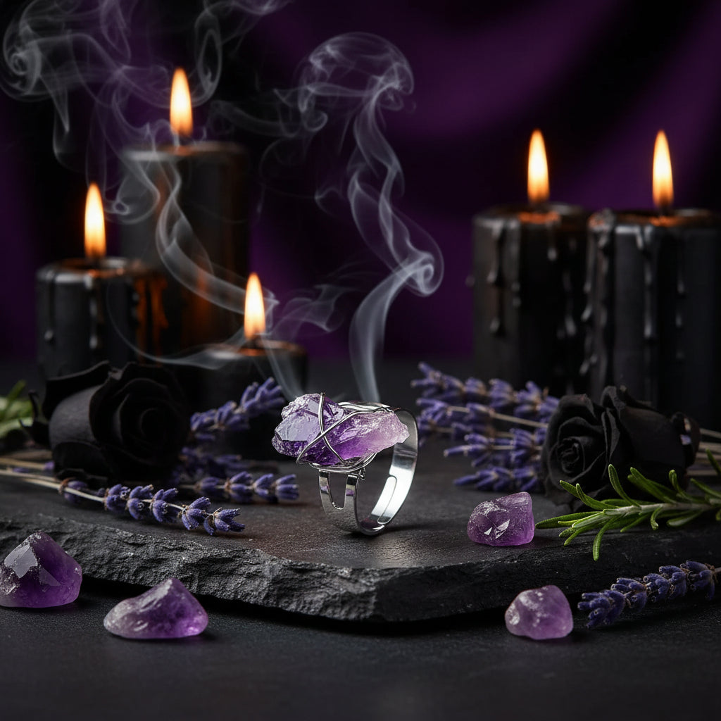 Natural Stone Crystal Ring - Sorceress Sanctuary