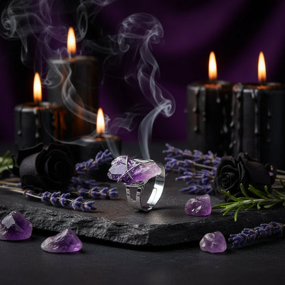 Natural Stone Crystal Ring - Sorceress Sanctuary