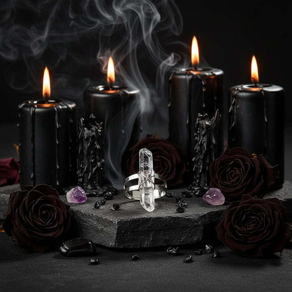 Natural Stone Crystal Ring - Sorceress Sanctuary