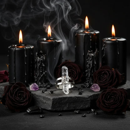 Natural Stone Crystal Ring - Sorceress Sanctuary