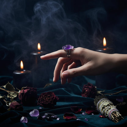 Natural Stone Crystal Ring - Sorceress Sanctuary