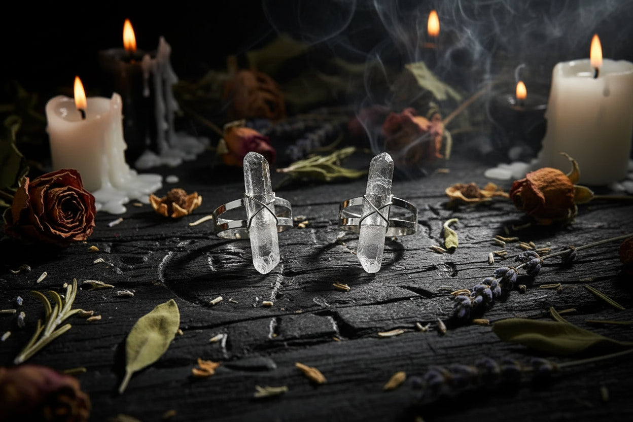 Natural Stone Crystal Ring - Sorceress Sanctuary