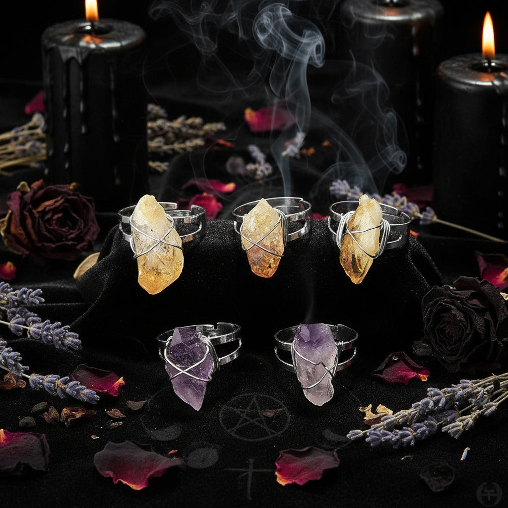 Natural Stone Crystal Ring - Sorceress Sanctuary