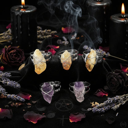 Natural Stone Crystal Ring - Sorceress Sanctuary