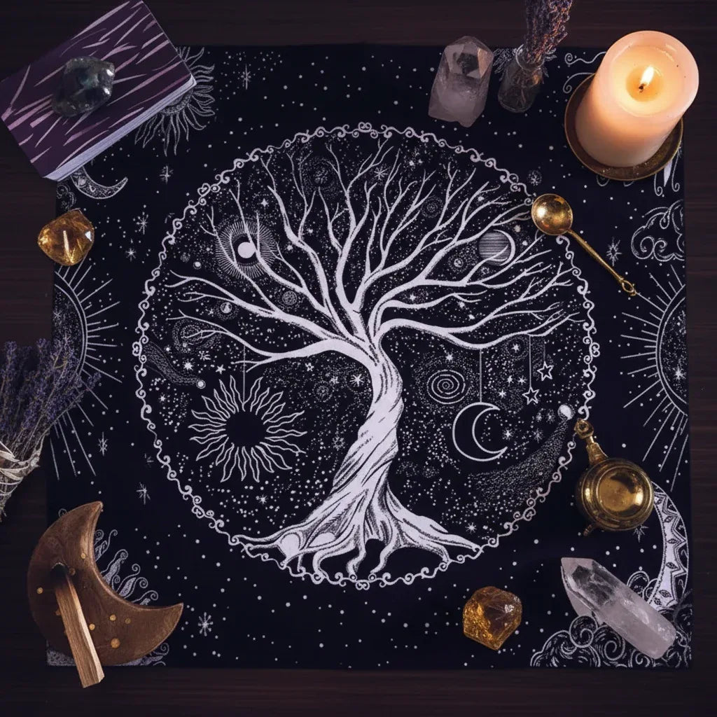 Tarot Card Tablecloth - Sorceress Sanctuary 1 / 50x50cm-1 / 75x75cm-2 / 50x50cm-2 / 75x75cm-3 / 50x50cm